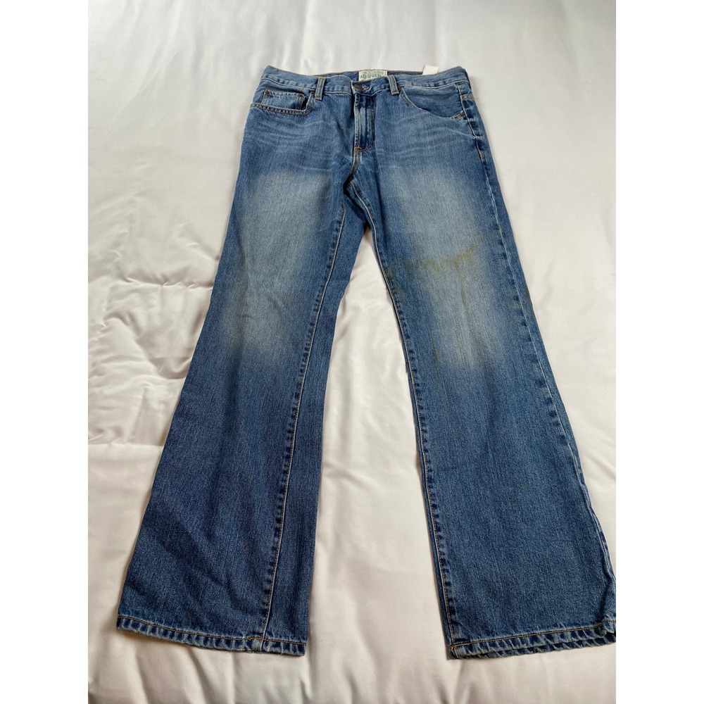 Aeropostale Driggs Slim Bootcut Jeans Mens 32x32 Blue Fair Stained Distressed